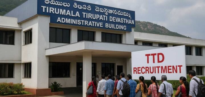 TTD Recruitment 2025 applicants queue at Tirupati administrative building