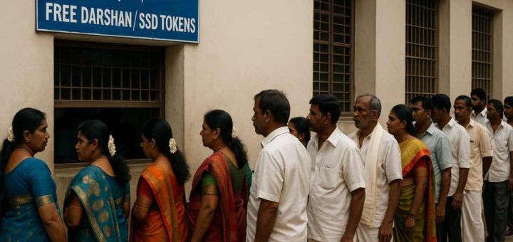 Tirumala Free Darshan SSD tokens queue at Tirupati counter for Sarvadarshanam time slot