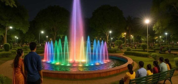 Municipal Park Tirupati musical fountain evening view