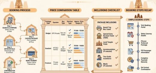Tirupati bus package online booking price and process infographic
