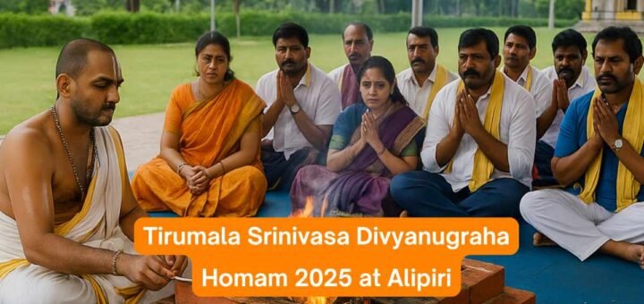 Devotees performing Srinivasa Divyanugraha Homam at Tirumala in 2025