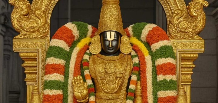 Lord Venkateswara with Swarna Kavacham during Jyestabhishekam in Tirumala