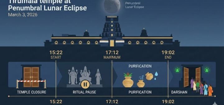Tirumala Lunar Eclipse March 2026 confirmed date and darshan closure timings infographic