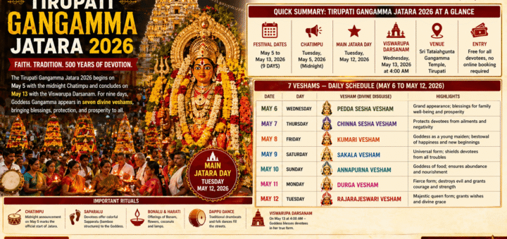 Tirupati Gangamma Jatara 2026 devotees at Tataiahgunta Gangamma Temple in Andhra Pradesh